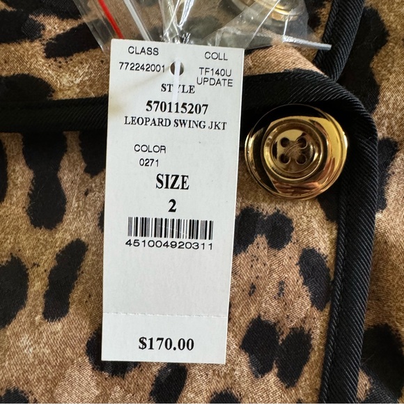 White House Black Market Leopard Print Jacket - Size 2 - Picture 11 of 12